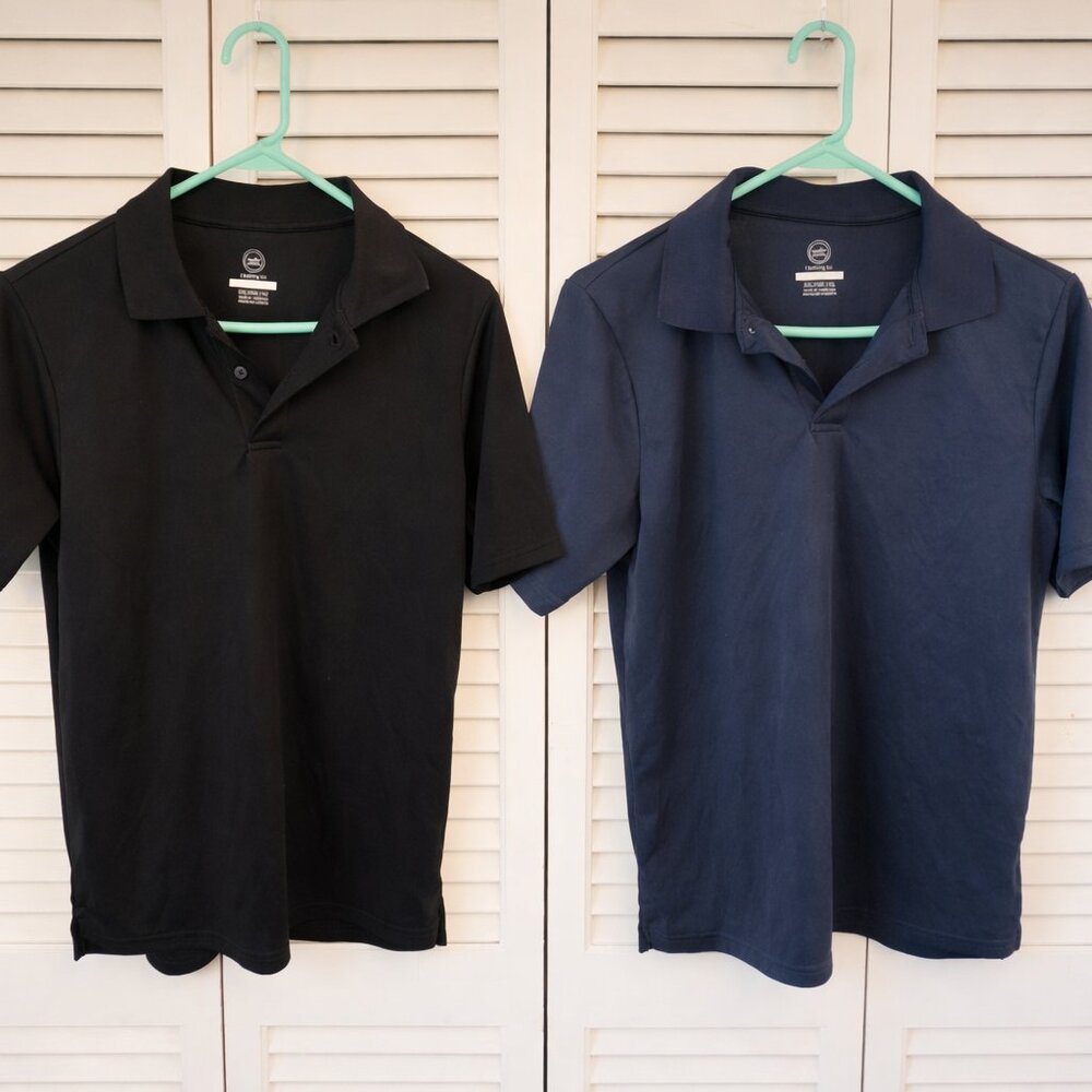 Two Boys Short Sleeve Polo Shirts - Black and Navy - Size XXL 18 - Brand New